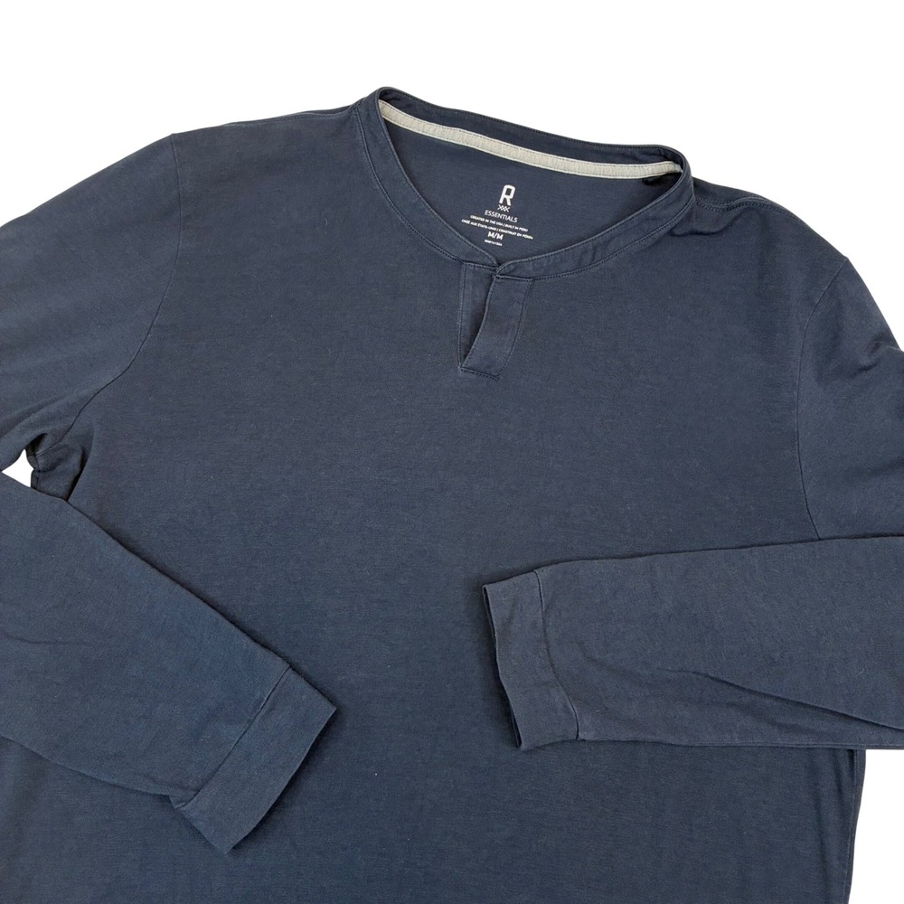 Rhone Henley Shirt Men Medium Navy Blue Essentials Long Sleeve Pima Cotton Blend